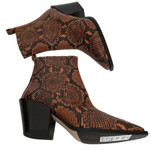 Aeyde Leather Snake Print Western Ankle Boots Size 39 EU - Picture 6 of 10